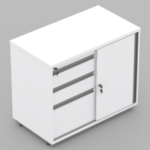 ARMÁRIO BAIXO COM PORTAS DE CORRER 2GV + 1 GAVETÃO (SOLUTIONS)