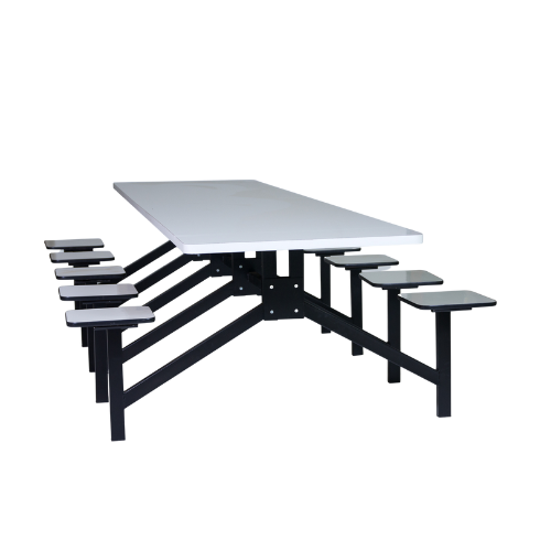 Mesa de refeitório com bancos  inteiriços 10 L