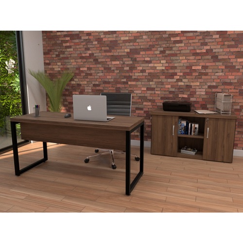 MESA RETA C/ PÉ TUBULAR + ARMÁRIO CREDENZA PE40