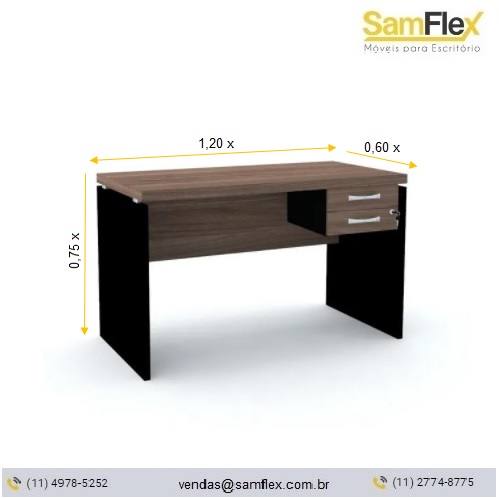 MESA RETA C/ DUAS GAVETAS PE40