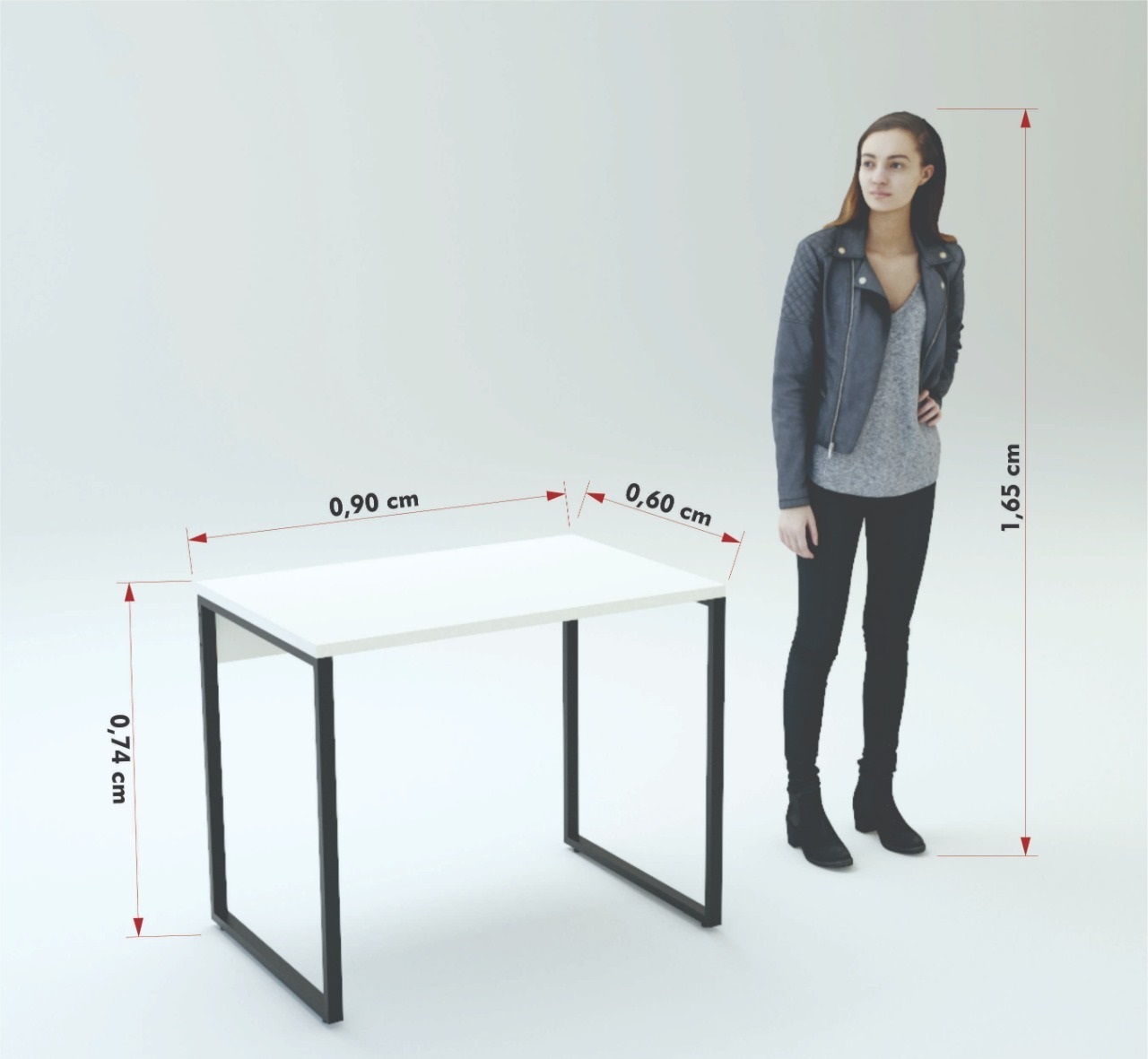 MESA RETA PÉ TUBO IRON 90 CM