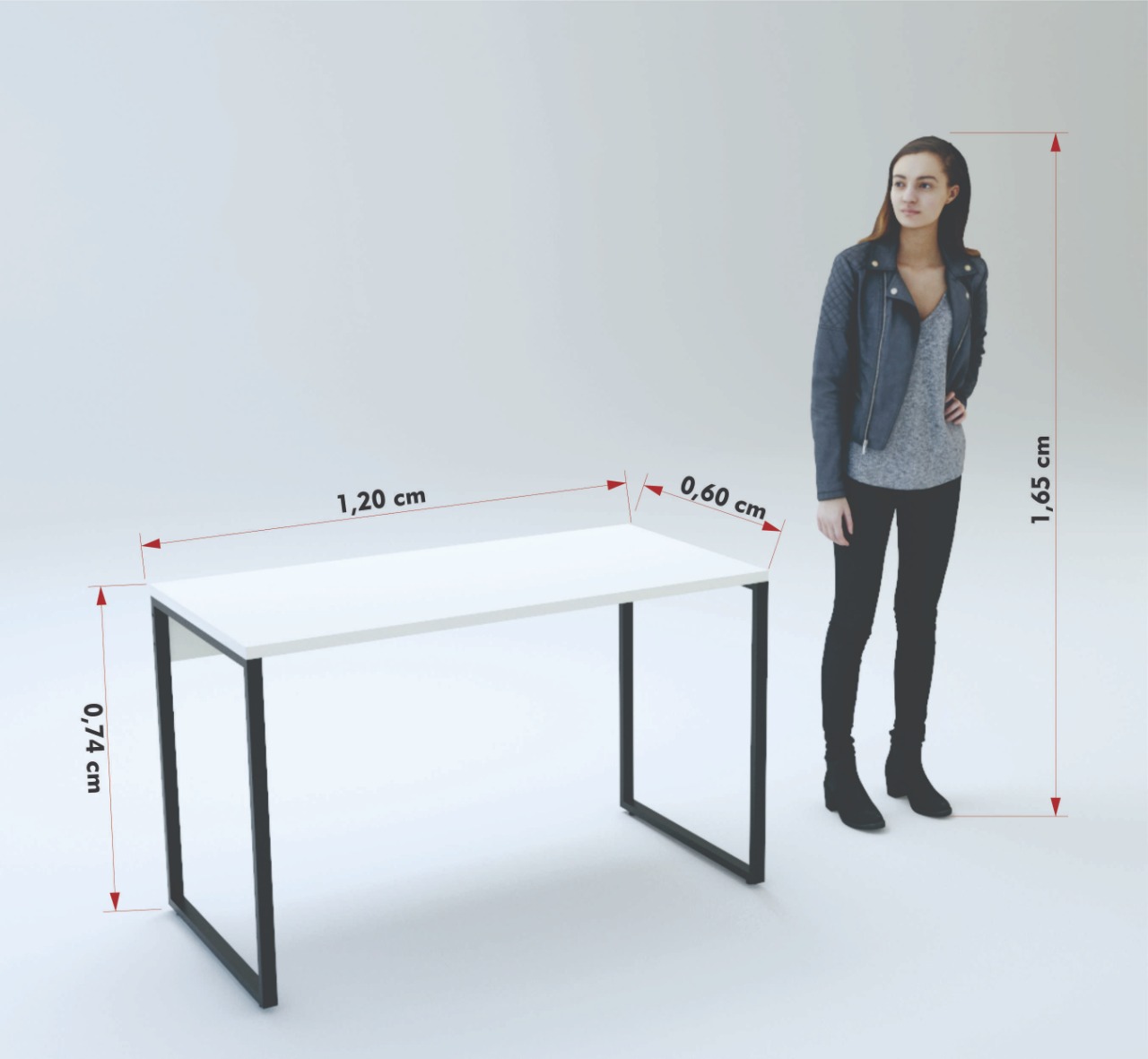 MESA RETA PÉ TUBO IRON 120 CM