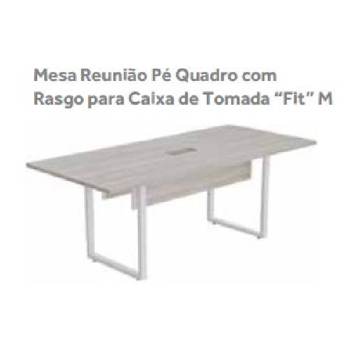 MESA REUNIÃO RETANGULAR PÉ QUADRO COM 01 RECORTE PARA CX DE TOMADA PRIMA ARQ 25mm