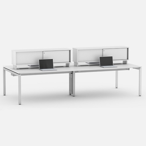 PLATAFORMA DE TRABALHO DUPLA COM ARMÁRIO PORTAS DE CORRER OP1